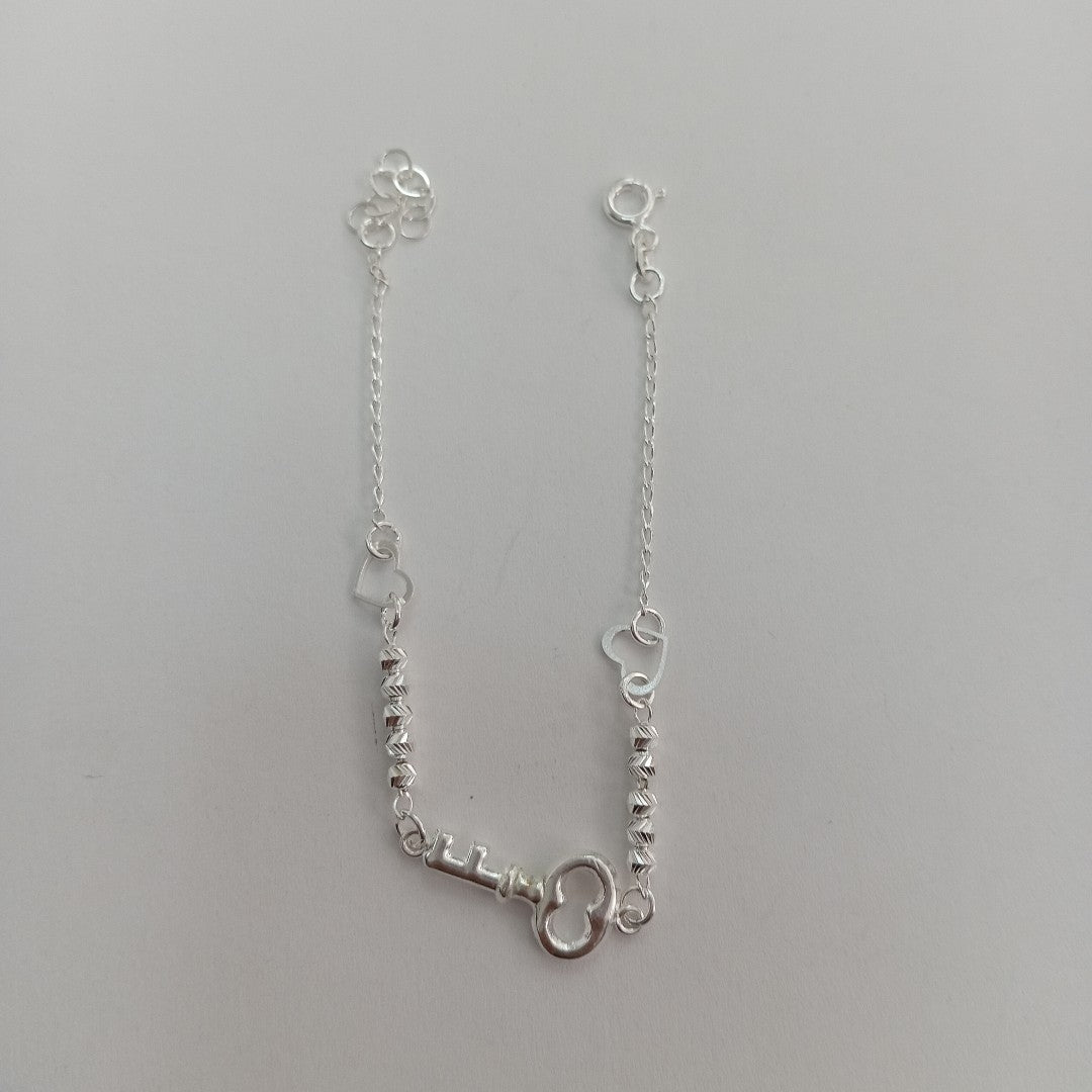 PULSERA TEJIDO LLAVE PLATA .925 18 CM 2.4 GR (NUEVO)