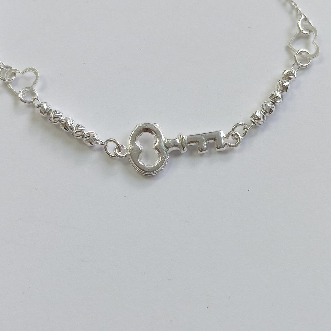 PULSERA TEJIDO LLAVE PLATA .925 18 CM 2.4 GR (NUEVO)