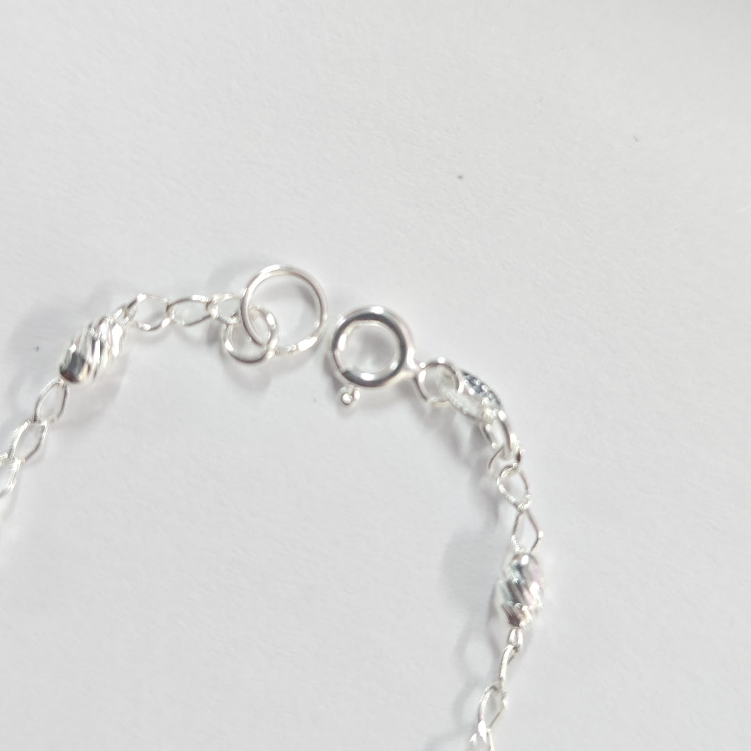 PULSERA TEJIDO CORAZON PLATA .925 18 CM 3.4 GR (NUEVO)