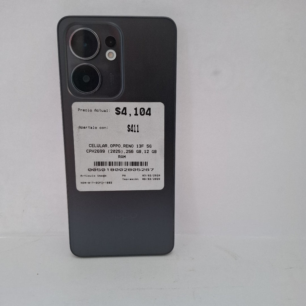 CELULAR OPPO  RENO 13F 5G CPH2699 (2025) 256 GB 12 GB RAM (SEMINUEVO)
