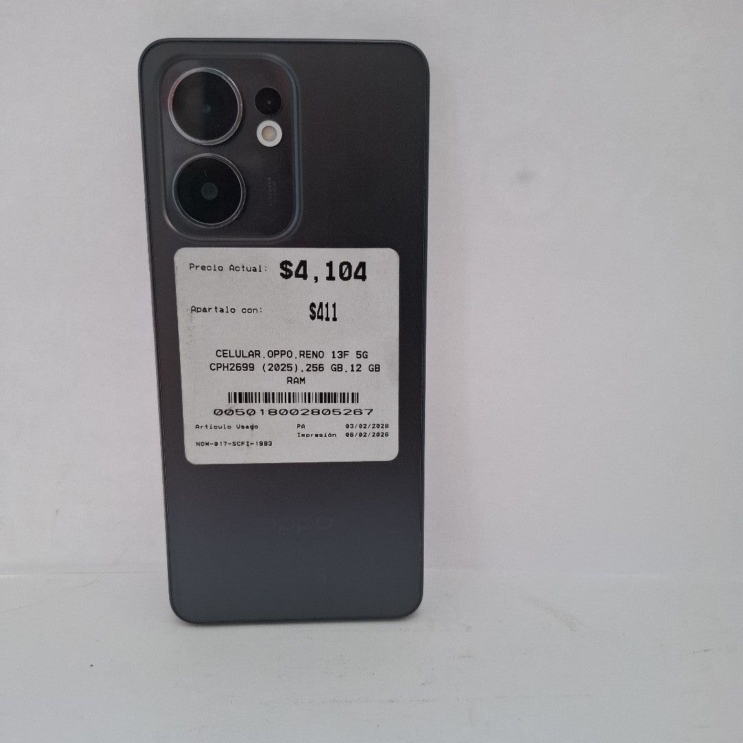 CELULAR OPPO  RENO 13F 5G CPH2699 (2025) 256 GB 12 GB RAM (SEMINUEVO)