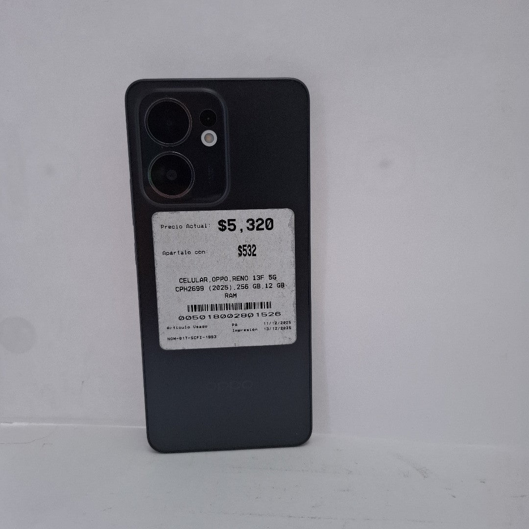 CELULAR OPPO  RENO 13F 5G CPH2699 (2025) 256 GB 12 GB RAM (SEMINUEVO)