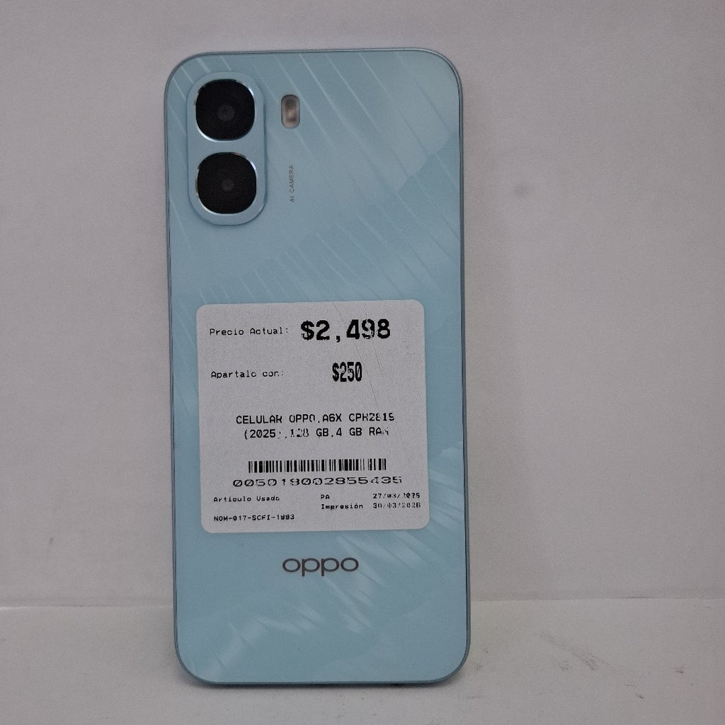 CELULAR OPPO  A6X CPH2819 (2025) 128 GB 4 GB RAM (SEMINUEVO)
