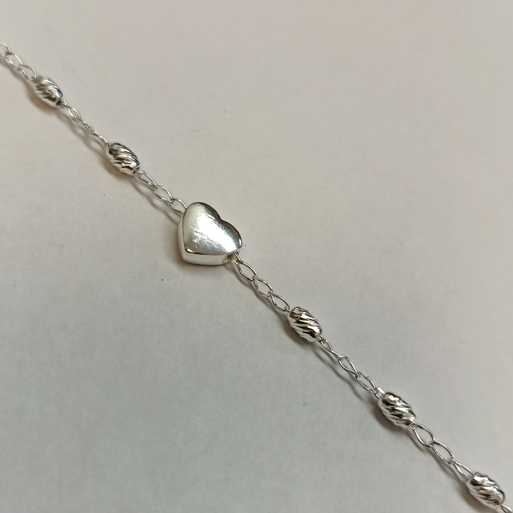PULSERA TEJIDO CORAZON PLATA .925 18 CM 3.3 GR (NUEVO)