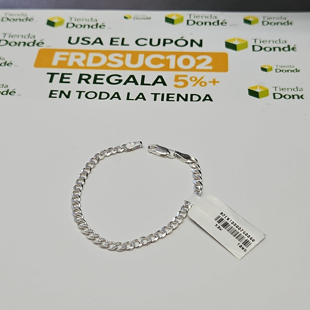 PULSERA TEJIDO BARBADA PLATA .925 16 CM 4.2 GR (NUEVO)