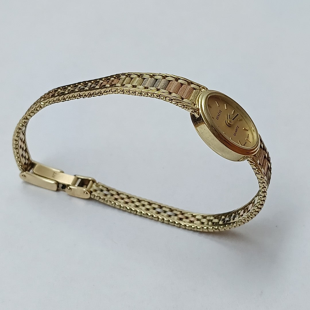 RELOJ CAJA Y PULSO ORO ORO COMBINADO 14 K 21 GRMS (SEMINUEVO)
