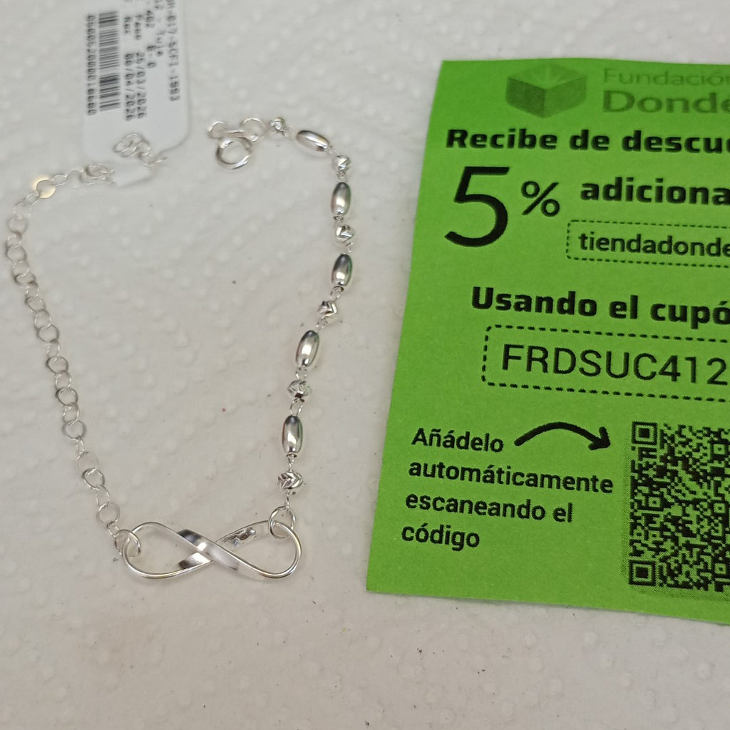 PULSERA TEJIDO INFINITO PLATA .925 18 CM 2.3 GR (NUEVO)