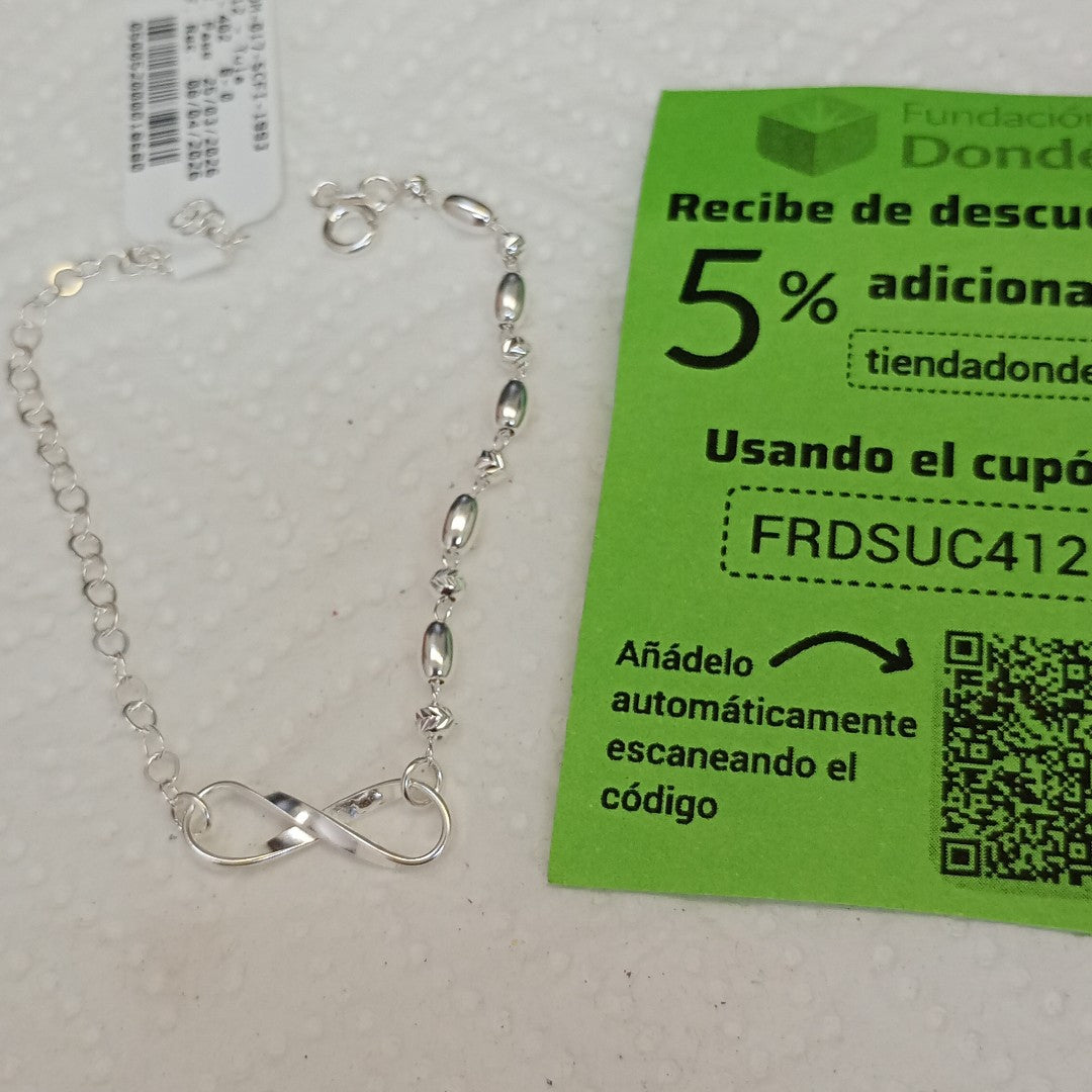 PULSERA TEJIDO INFINITO PLATA .925 18 CM 2.3 GR (NUEVO)