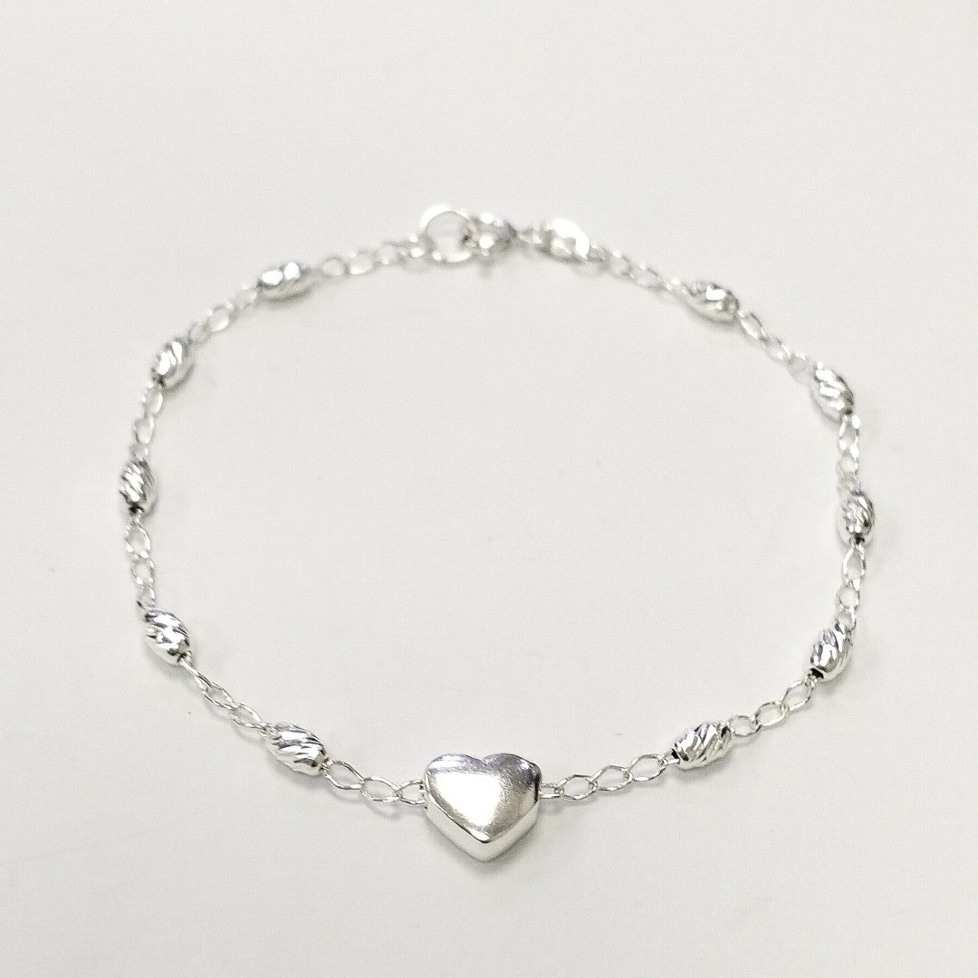 PULSERA TEJIDO CORAZON PLATA .925 18 CM 3.3 GR (NUEVO)