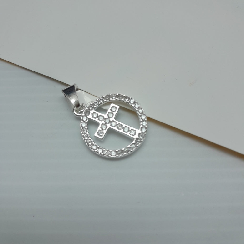 DIJE CRUZ C/CIRCONIAS PLATA .925 2.4 GR (NUEVO)