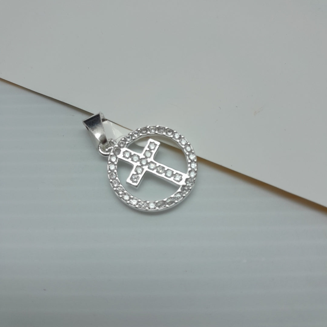 DIJE CRUZ C/CIRCONIAS PLATA .925 2.4 GR (NUEVO)