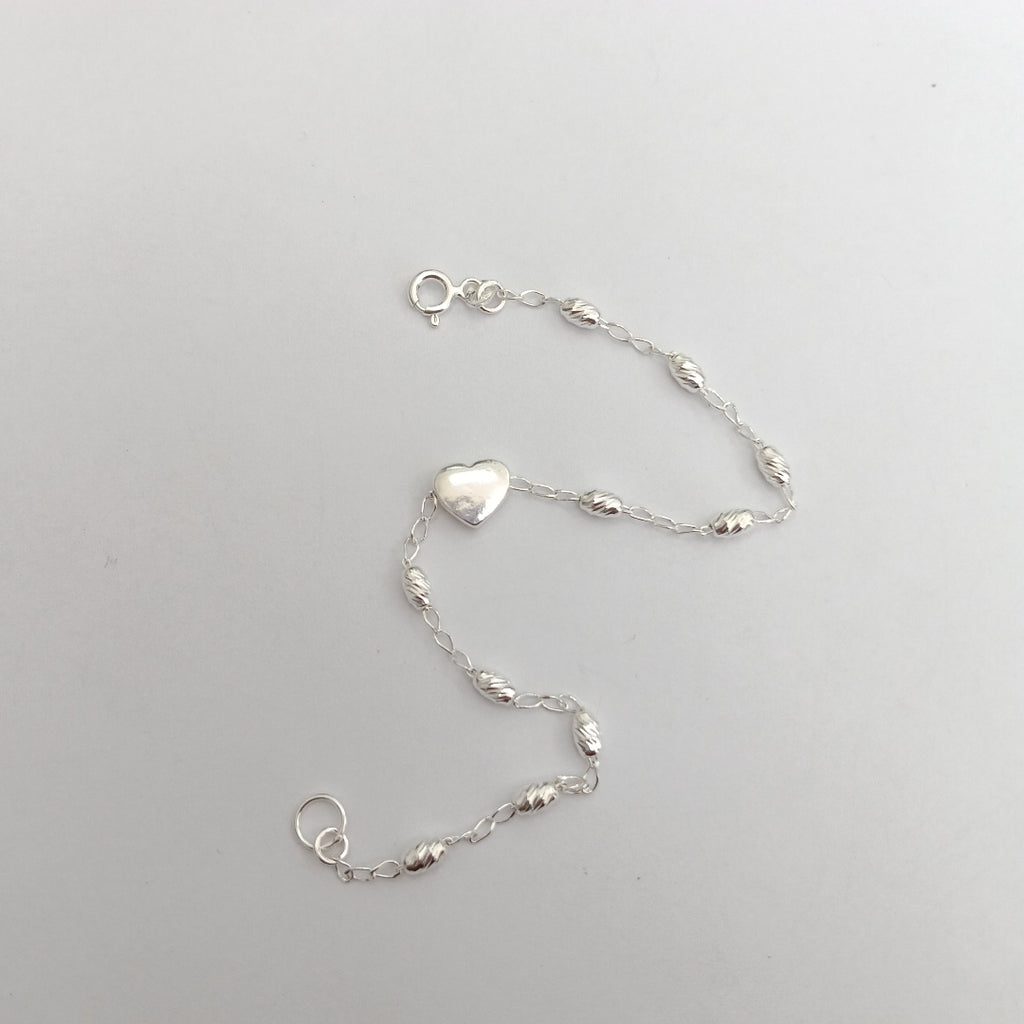 PULSERA TEJIDO CORAZON PLATA .925 18 CM 3.2 GR (NUEVO)