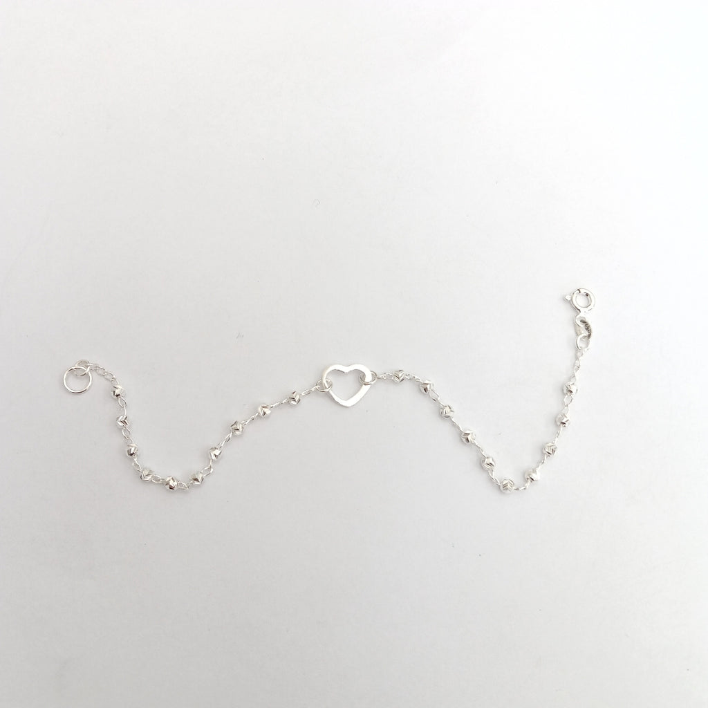 PULSERA TEJIDO CORAZON PLATA .925 18 CM 2 GR (NUEVO)