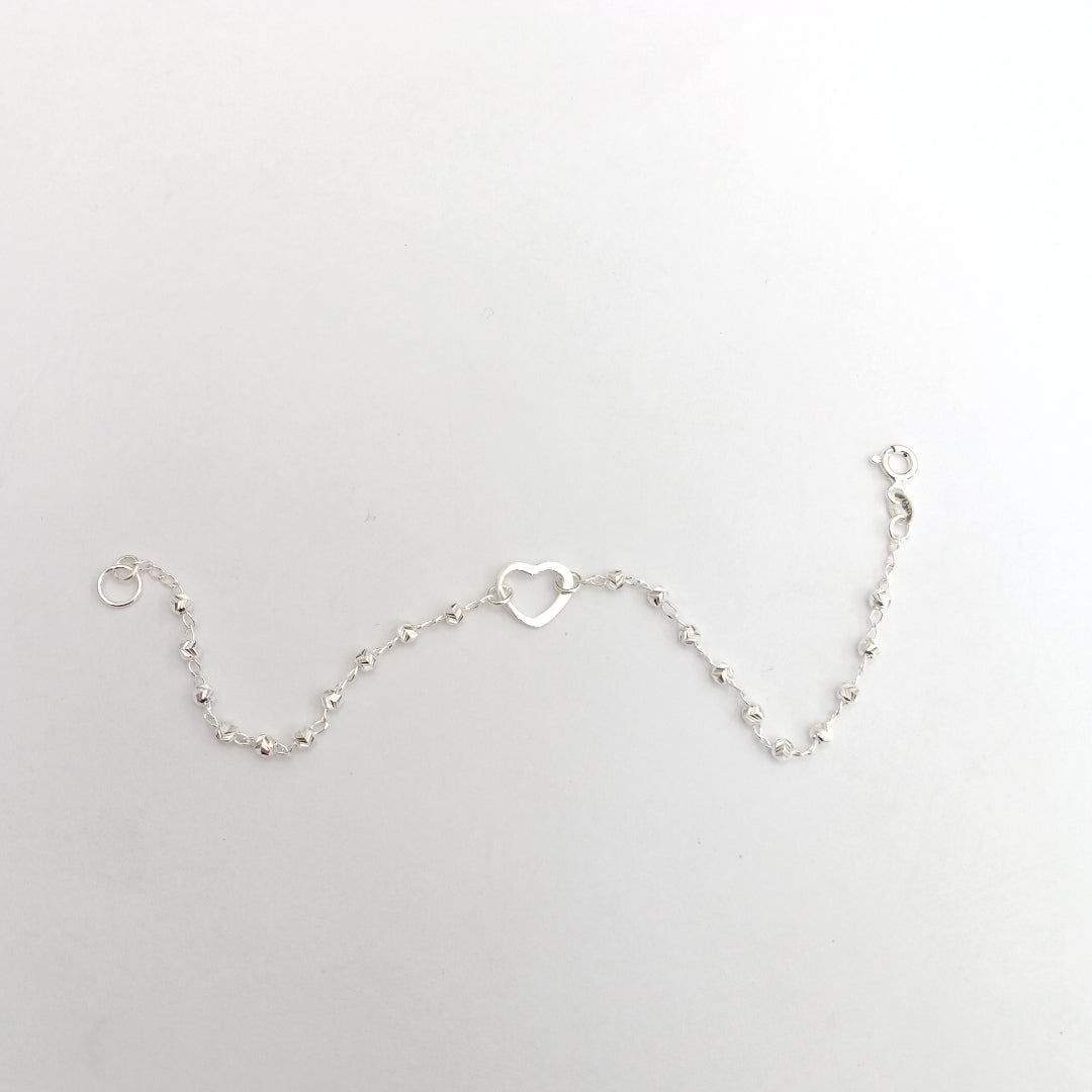 PULSERA TEJIDO CORAZON PLATA .925 18 CM 2 GR (NUEVO)