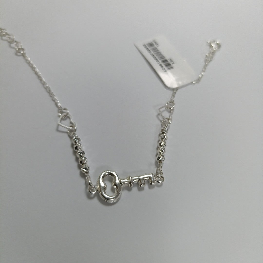 PULSERA TEJIDO LLAVE PLATA .925 18 CM 2.4 GR (NUEVO)