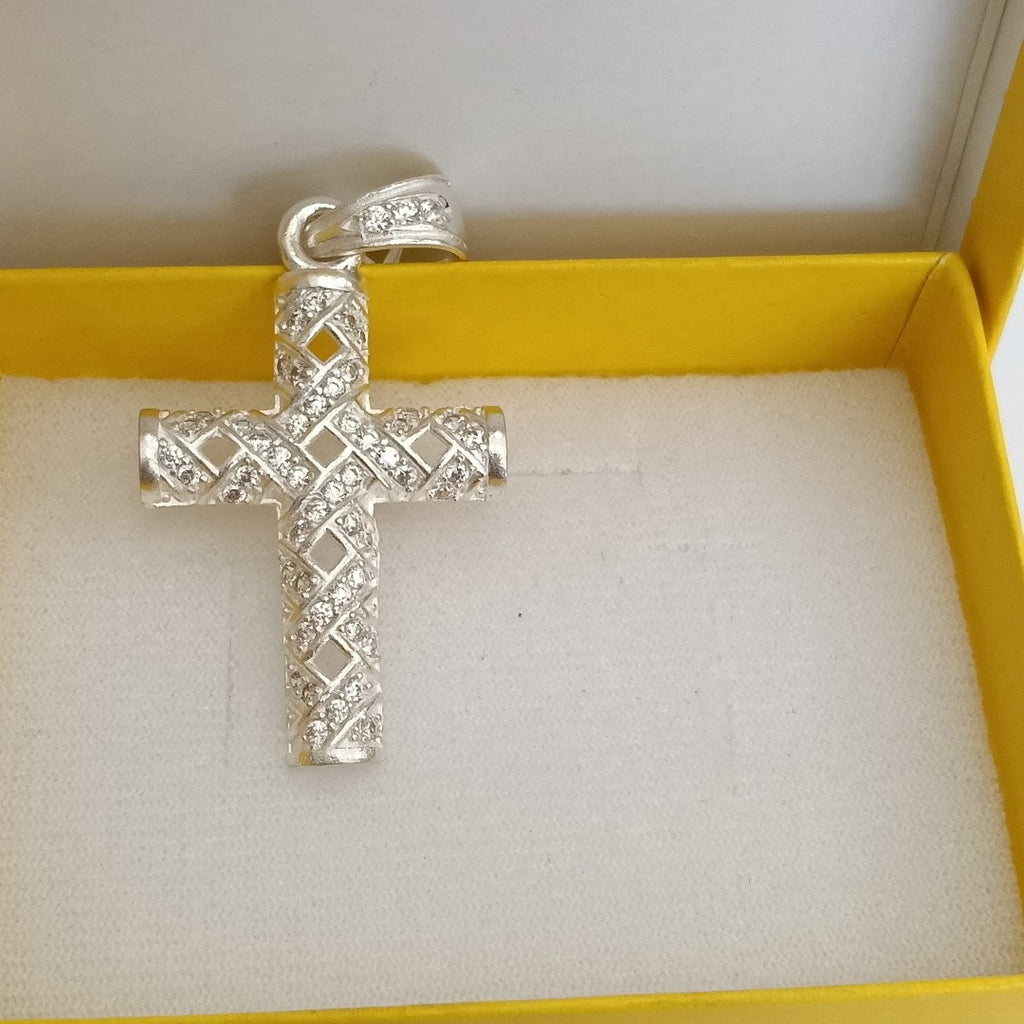 DIJE CRUZ C/CIRCONIAS PLATA .925 7.7 GR (NUEVO)
