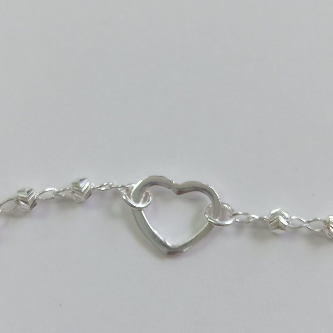 PULSERA TEJIDO CORAZON PLATA .925 18 CM 2 GR (NUEVO)