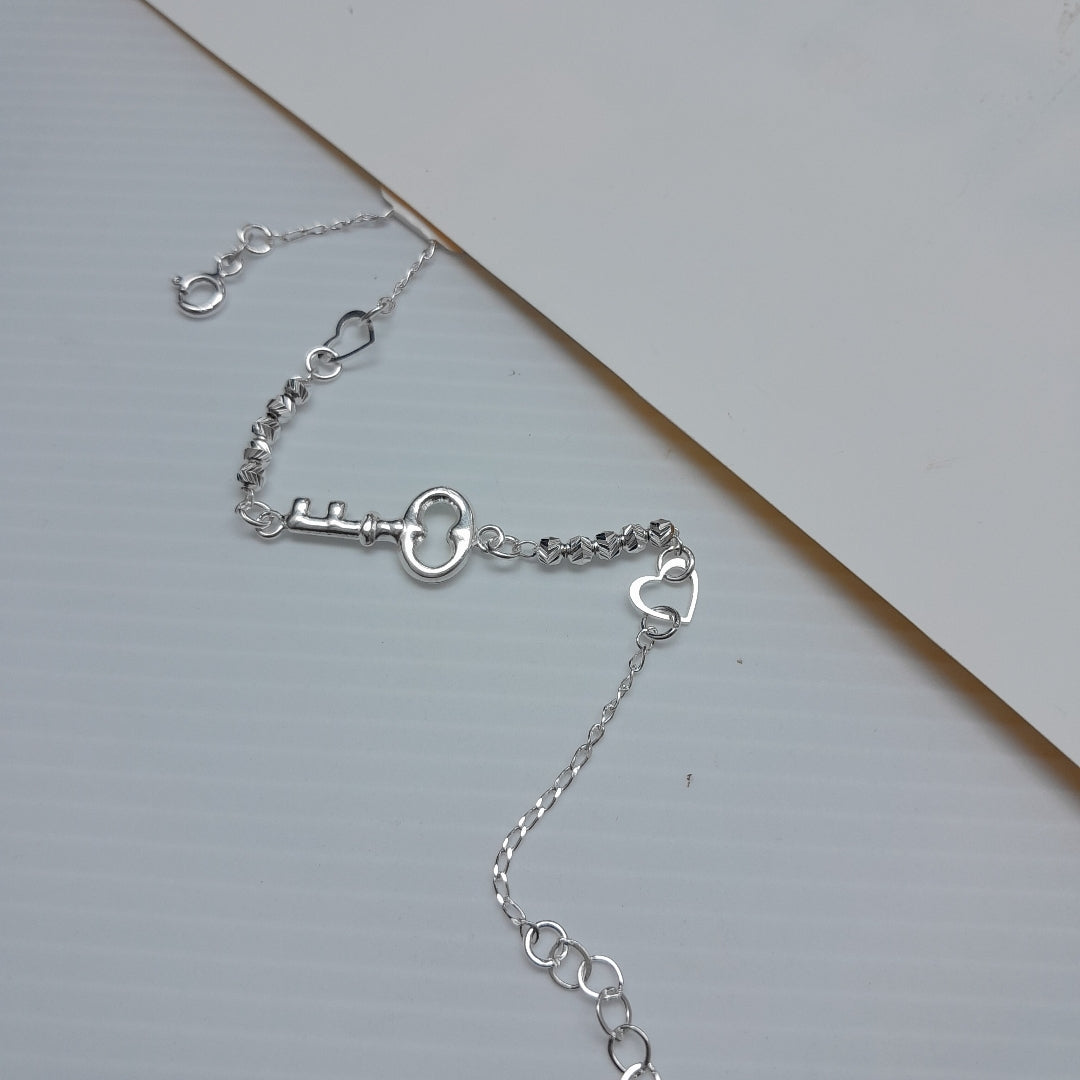 PULSERA TEJIDO LLAVE PLATA .925 18 CM 2.3 GR (NUEVO)
