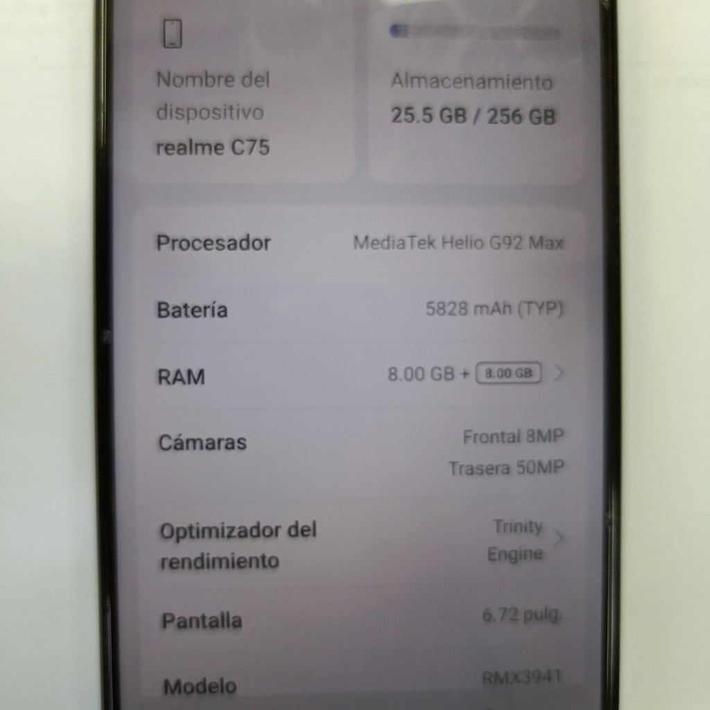 CELULAR REALME C75 RMX3941 (2025) 256 GB 8 GB RAM (SEMINUEVO)