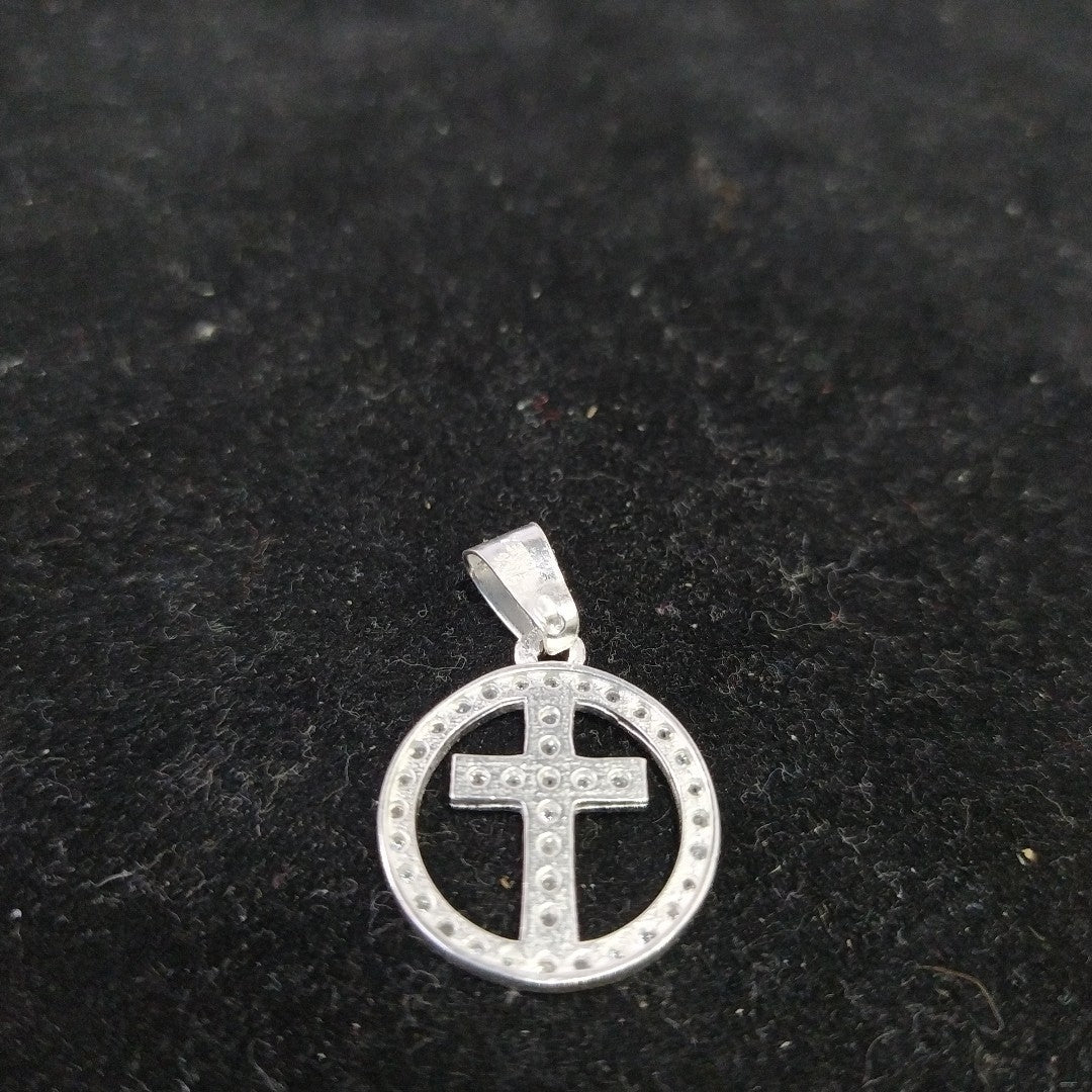DIJE CRUZ C/CIRCONIAS PLATA .925 2.4 GR (NUEVO)