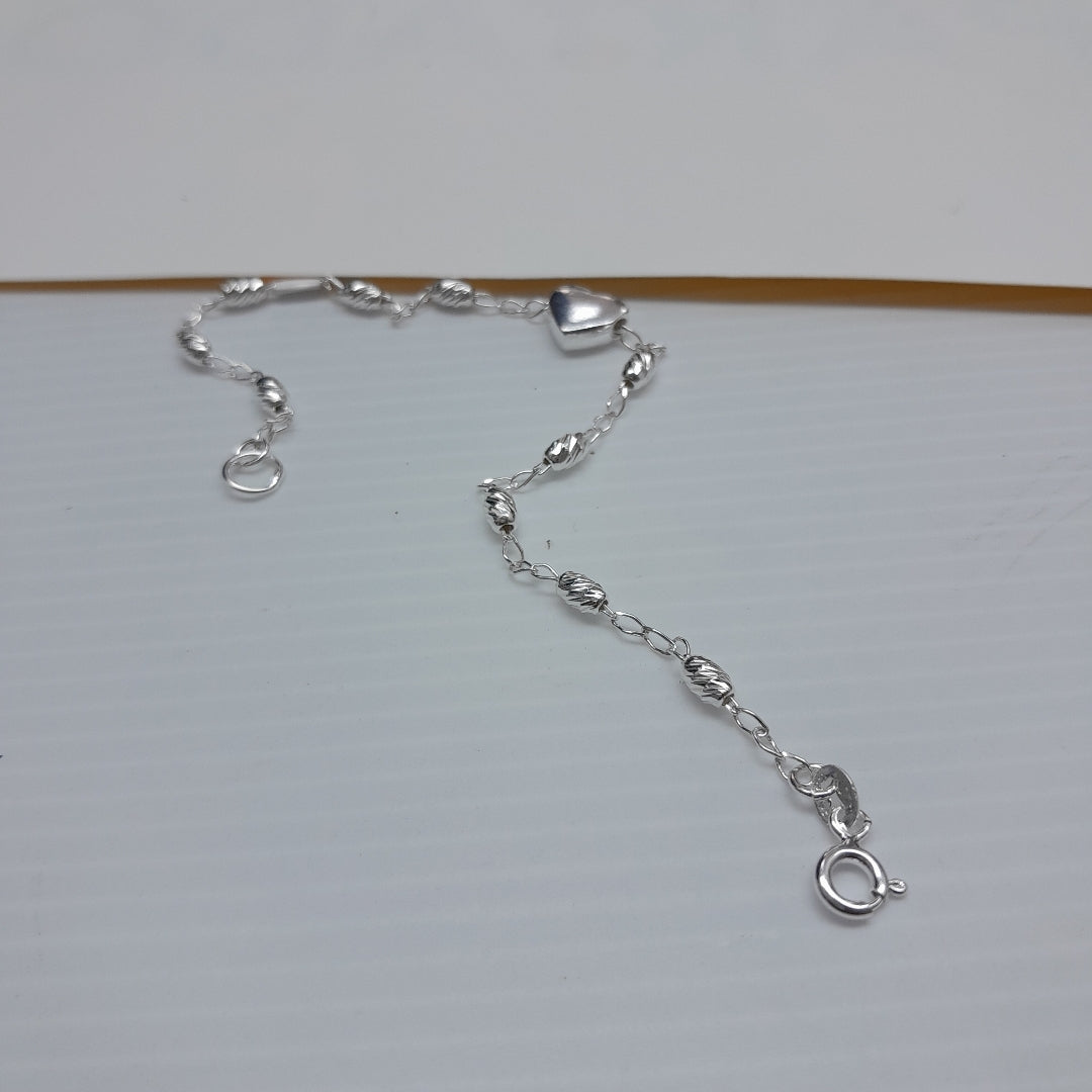 PULSERA TEJIDO CORAZON PLATA .925 18 CM 3.3 GR (NUEVO)
