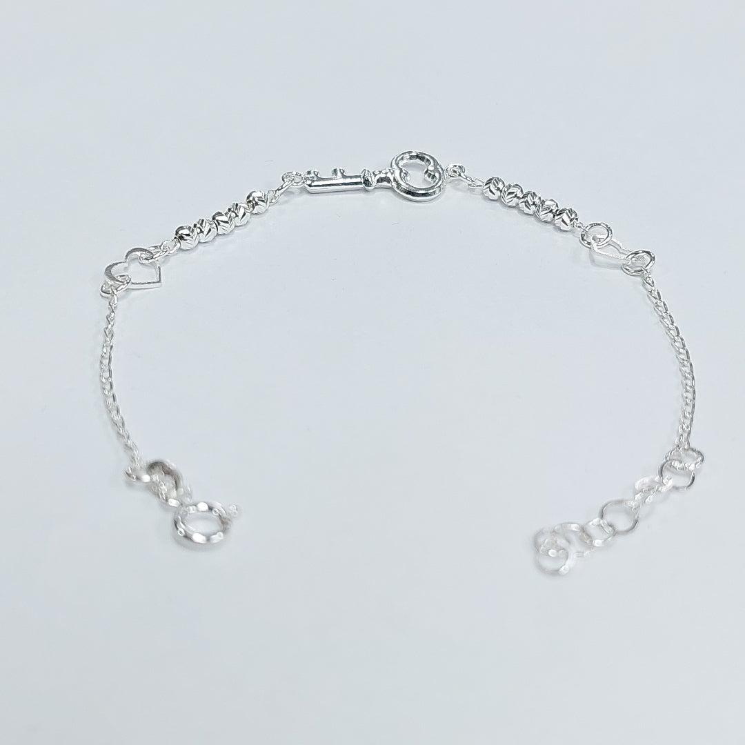 PULSERA TEJIDO LLAVE PLATA .925 18 CM 2.3 GR (NUEVO)