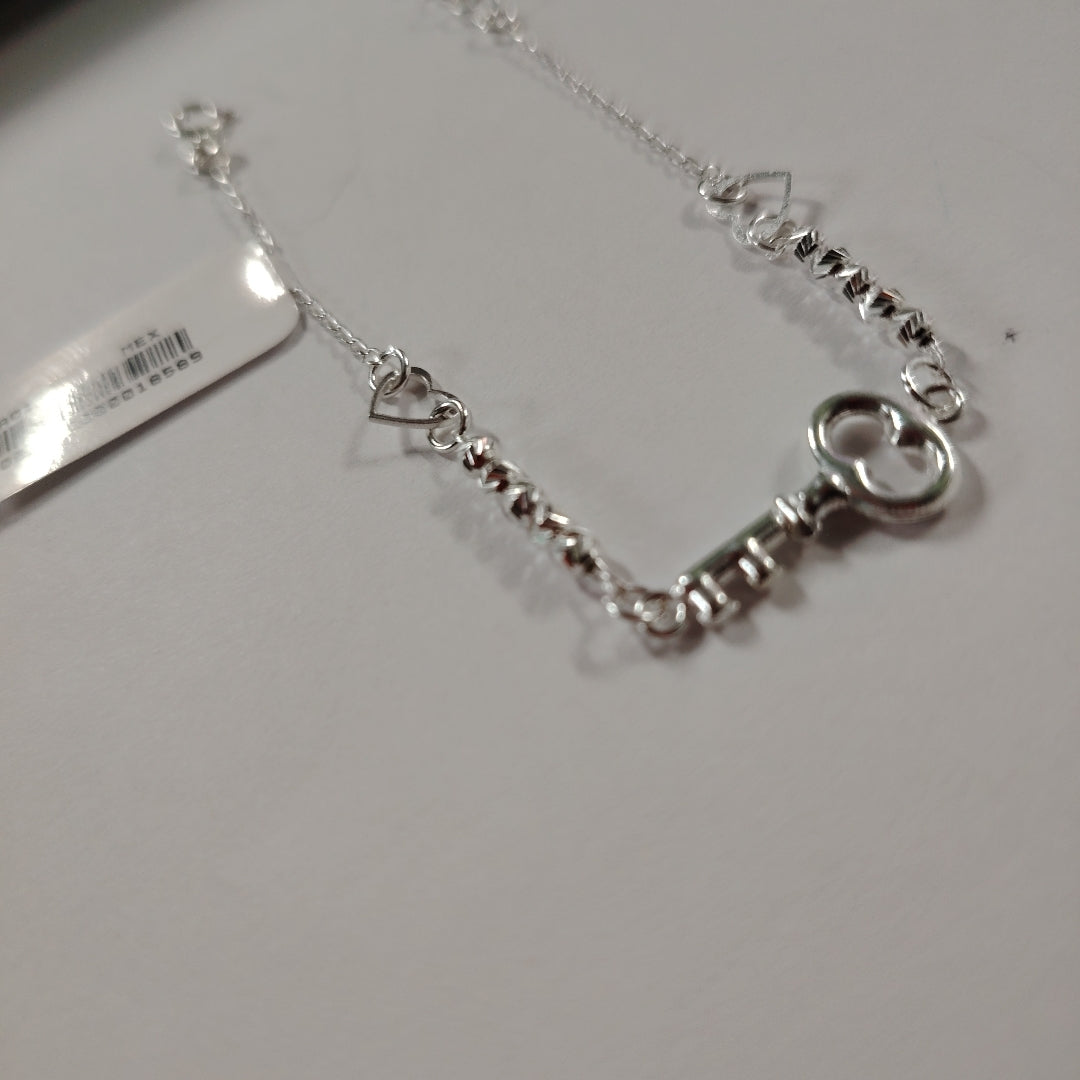PULSERA TEJIDO LLAVE PLATA .925 18 CM 2.3 GR (NUEVO)