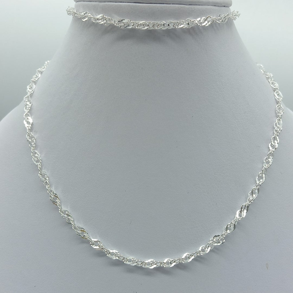 CADENA TEJIDO MEDIO TORZAL PLATA .925 55 CM 5.8 GR (NUEVO)