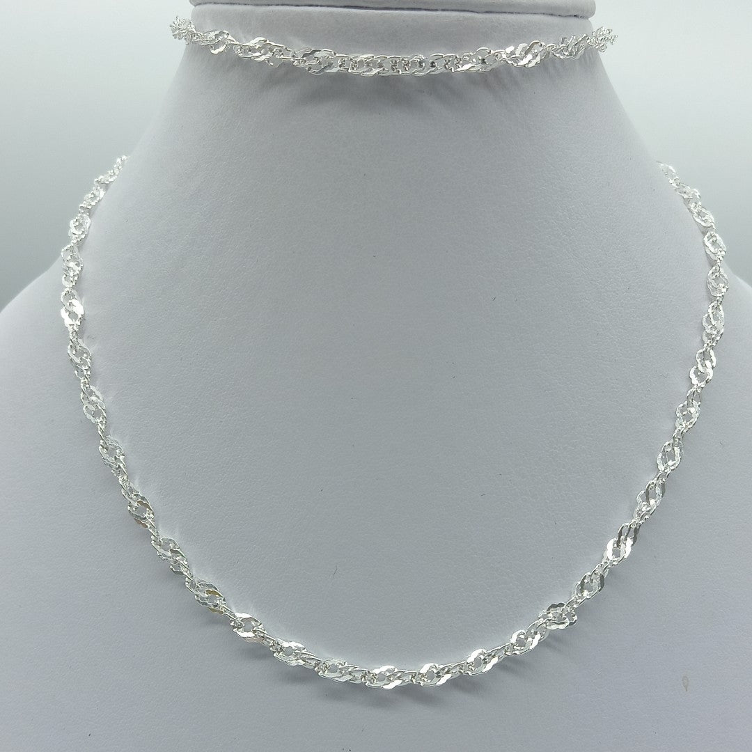 CADENA TEJIDO MEDIO TORZAL PLATA .925 55 CM 5.8 GR (NUEVO)
