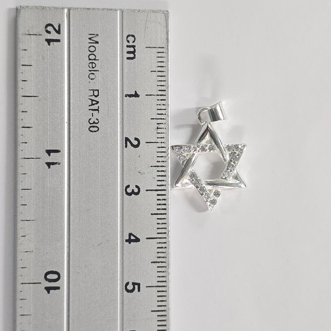 DIJE ESTRELLA DE DAVID C/CIRCONIAS PLATA .925 2.7 GR (NUEVO)