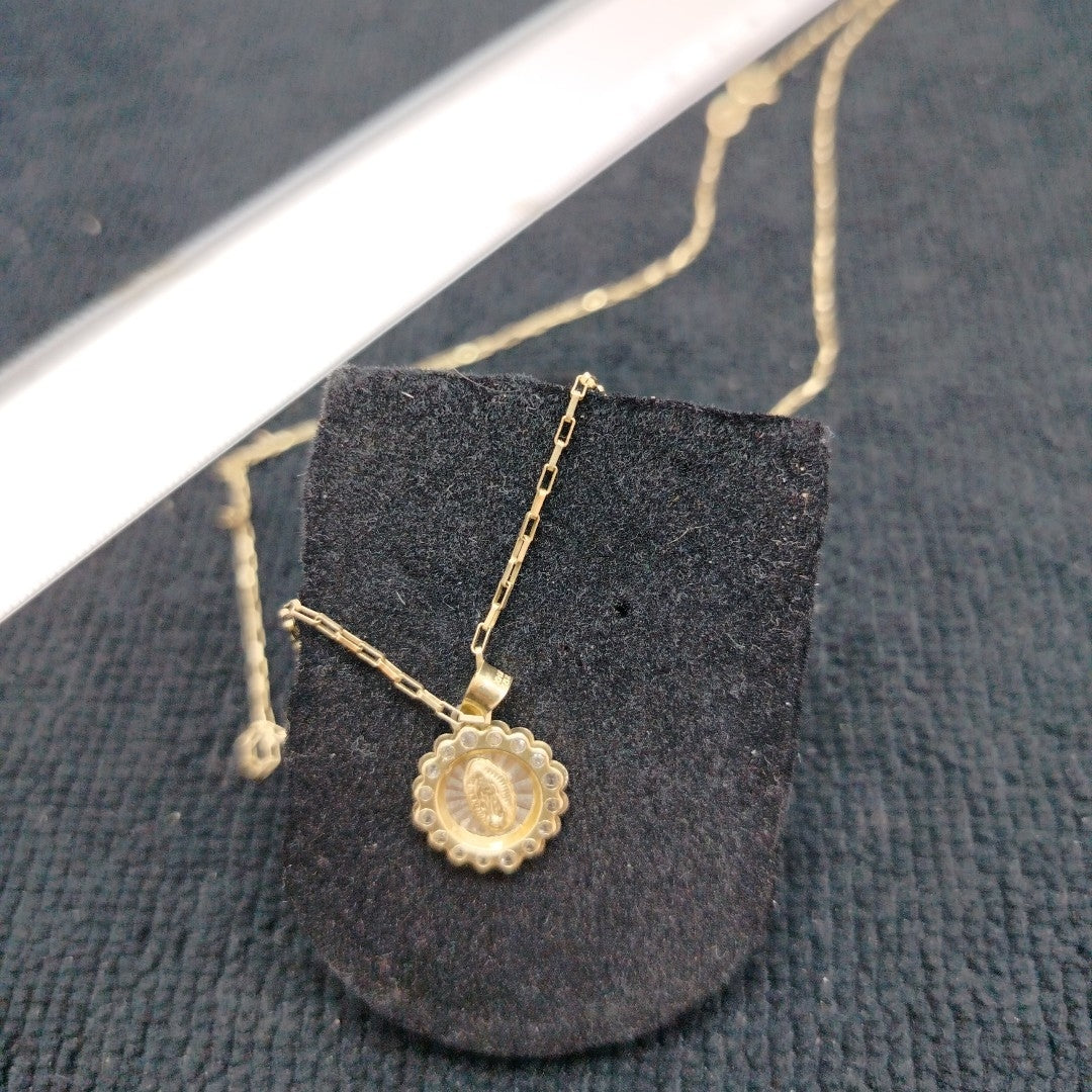 CADENA, MEDALLA RELIGIOSA ORO 10 K 2.2 GRMS (SEMINUEVO)