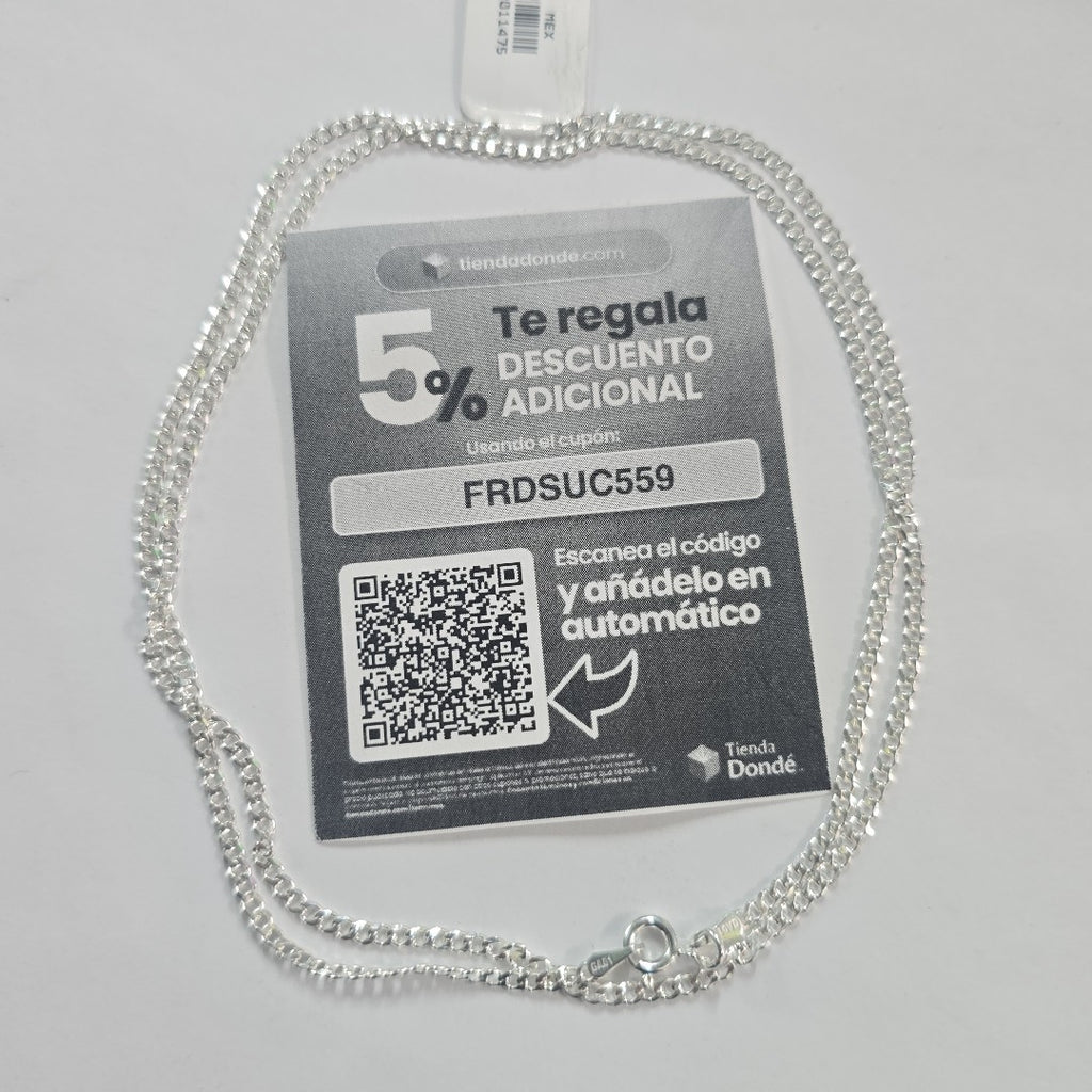 CADENA TEJIDO BARBADO PLATA .925 60 CM 5.6 GR (NUEVO)