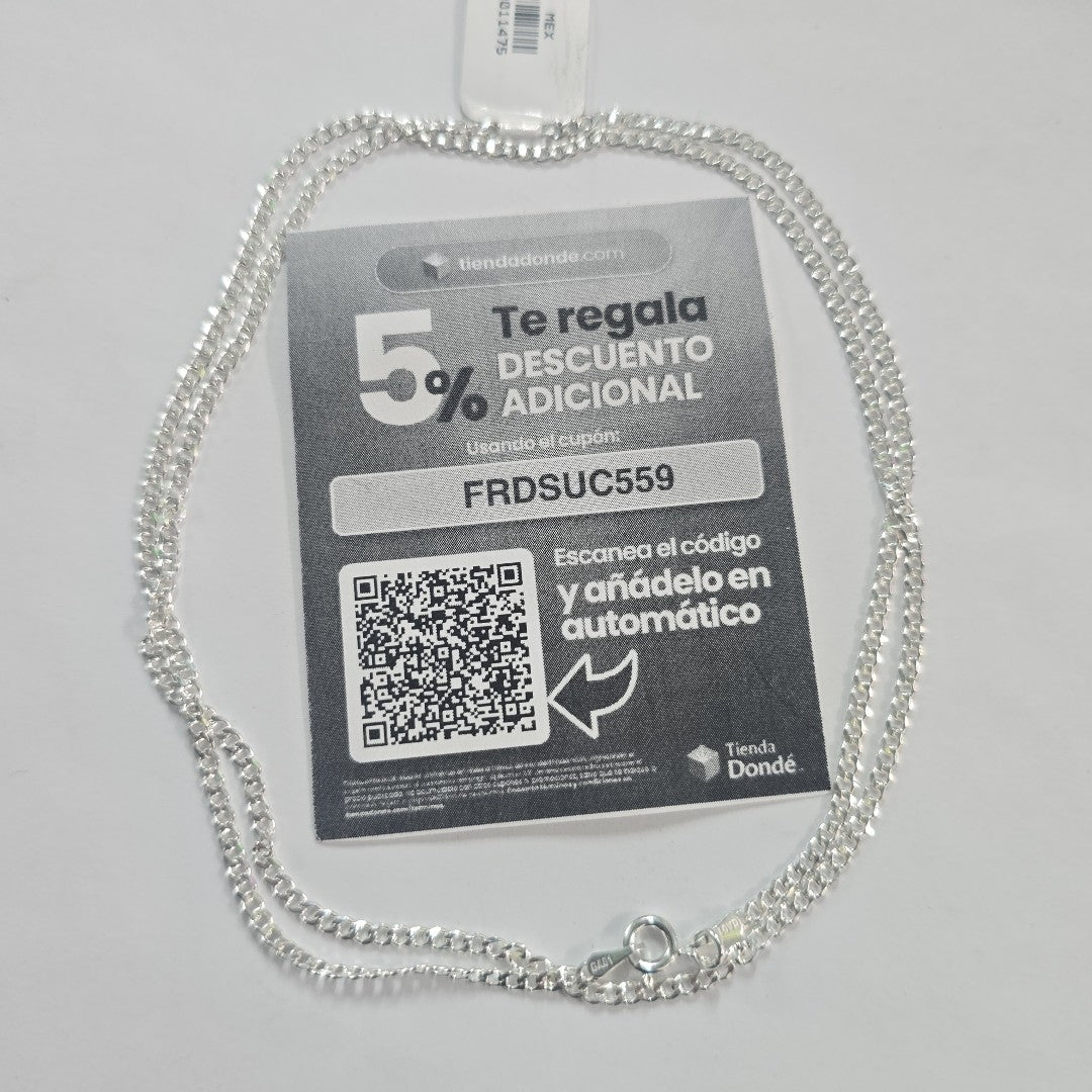CADENA TEJIDO BARBADO PLATA .925 60 CM 5.6 GR (NUEVO)