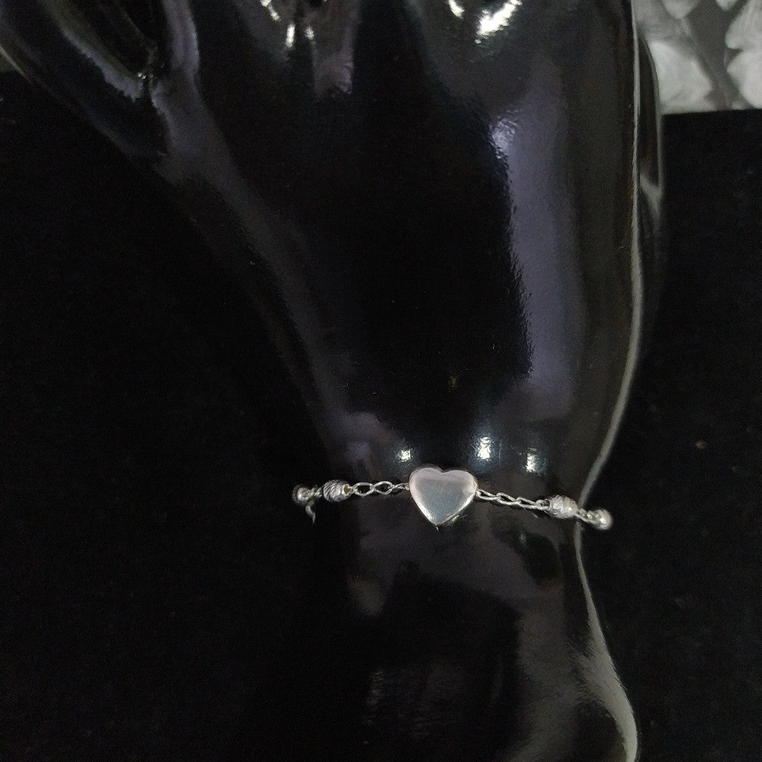PULSERA TEJIDO CORAZON PLATA .925 18 CM 3.3 GR (NUEVO)