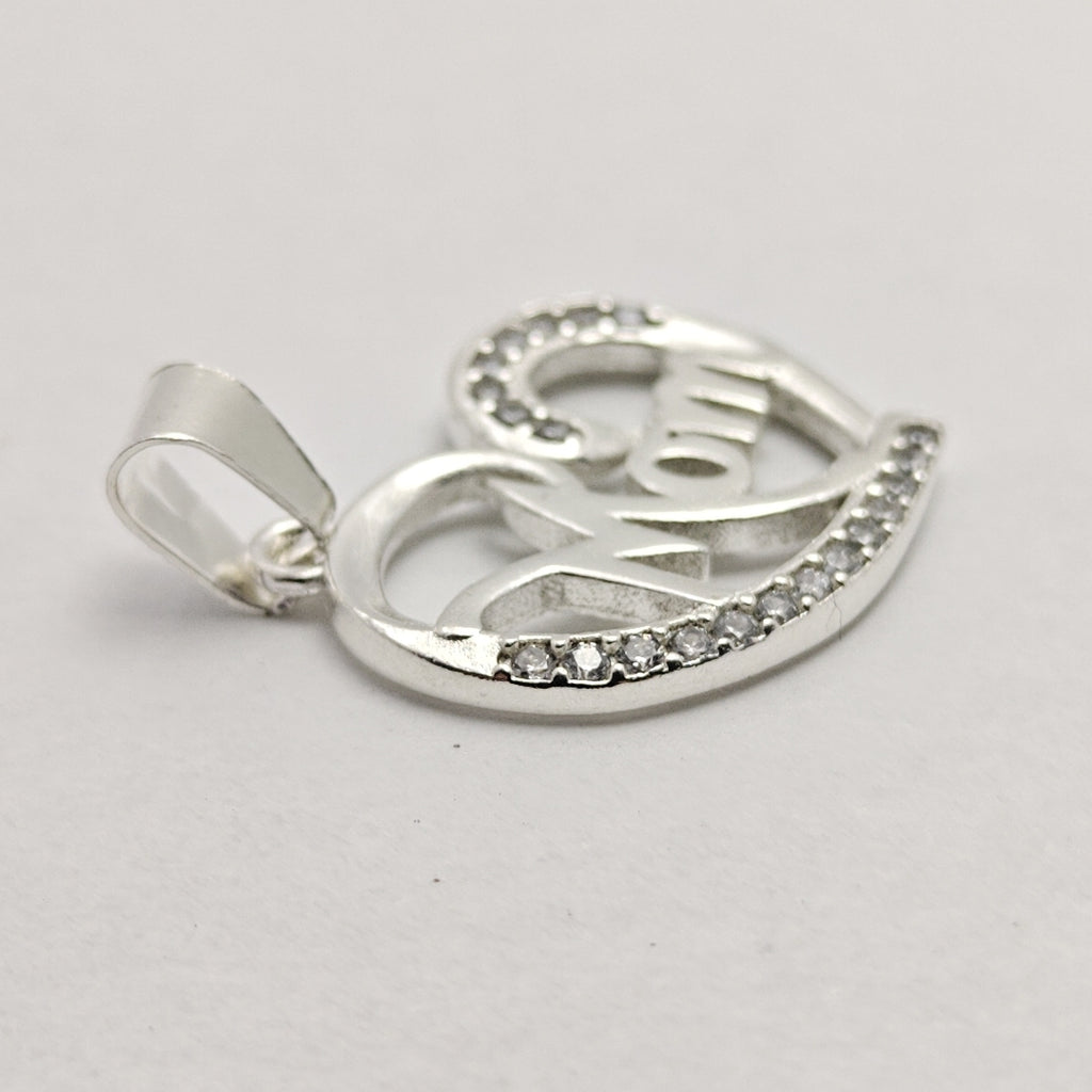 DIJE CORAZON C/CIRCONIAS PLATA .925 3.1 GR (NUEVO)