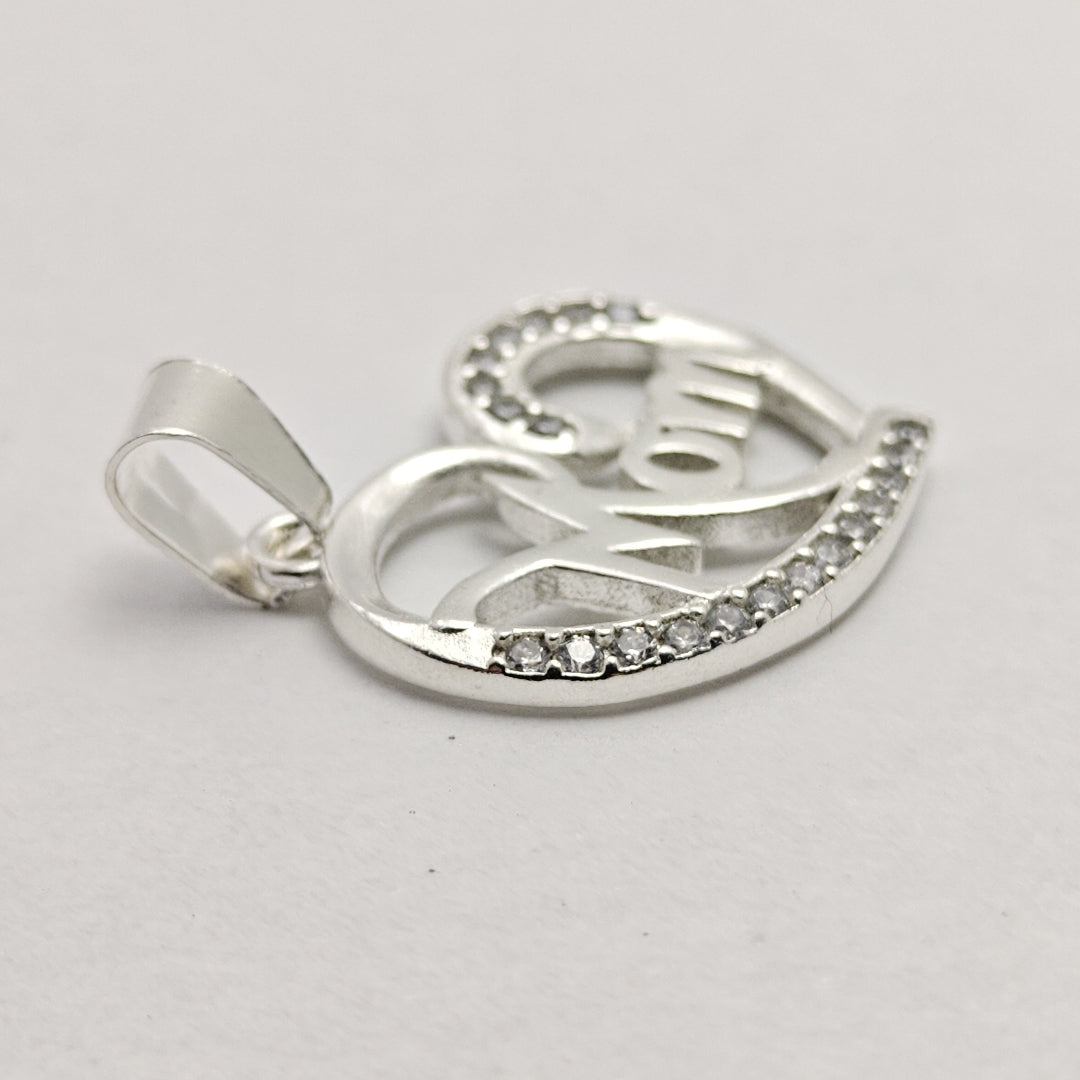 DIJE CORAZON C/CIRCONIAS PLATA .925 3.1 GR (NUEVO)
