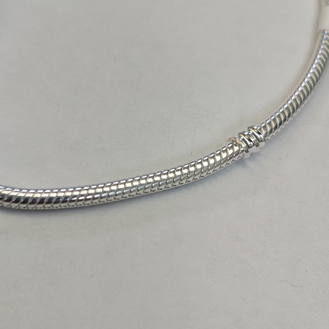 PULSERA TEJIDO ARTICULADA CON CHARMS PLATA .925 21 CM 20.9 GR (NUEVO)