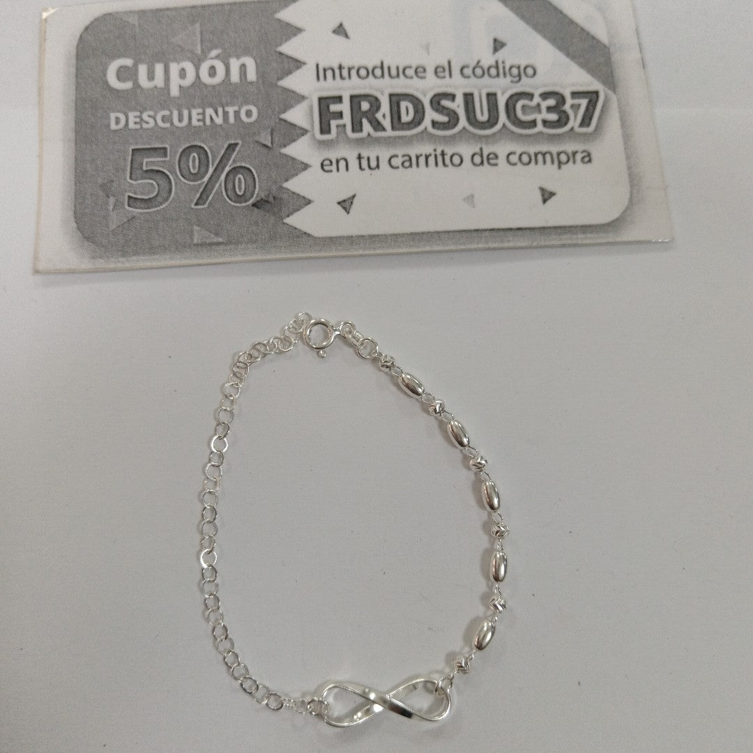 PULSERA TEJIDO INFINITO PLATA .925 18 CM 2.4 GR (NUEVO)