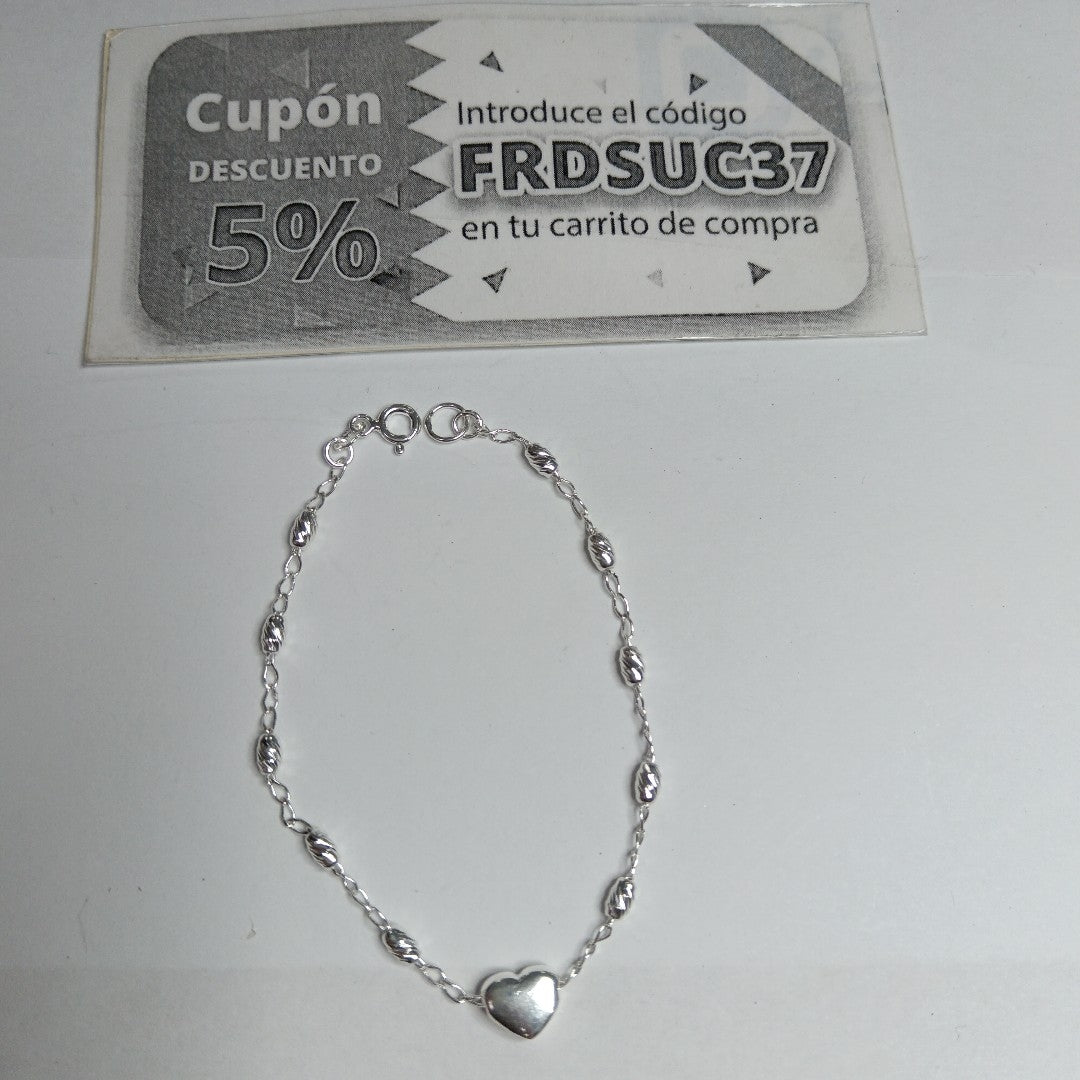 PULSERA TEJIDO CORAZON PLATA .925 18 CM 3.4 GR (NUEVO)