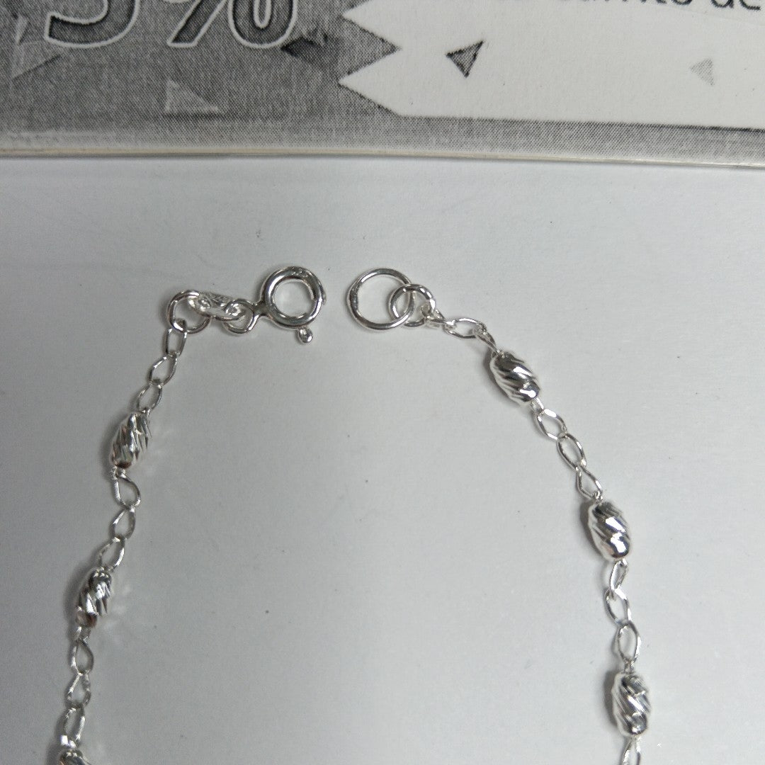 PULSERA TEJIDO CORAZON PLATA .925 18 CM 3.3 GR (NUEVO)