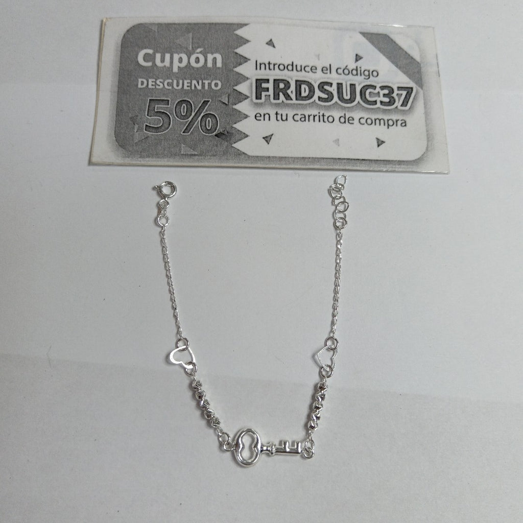 PULSERA TEJIDO LLAVE PLATA .925 18 CM 2.3 GR (NUEVO)