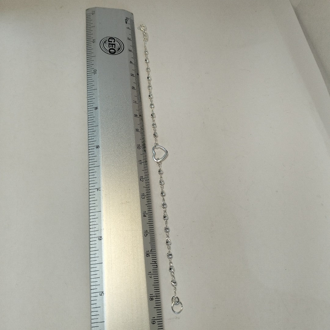 PULSERA TEJIDO CORAZON PLATA .925 18 CM 2 GR (NUEVO)