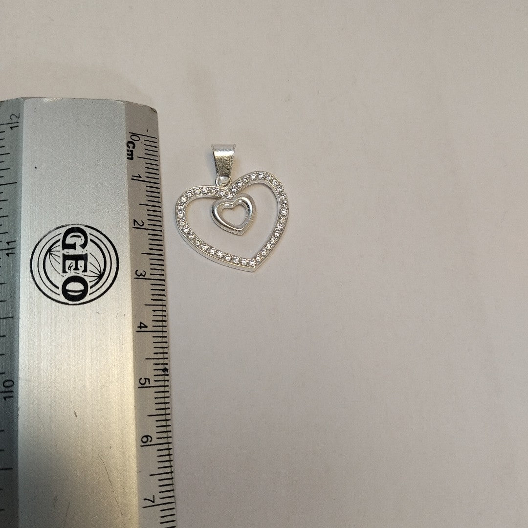 DIJE CORAZON C/CIRCONIAS PLATA .925 2.7 GR (NUEVO)