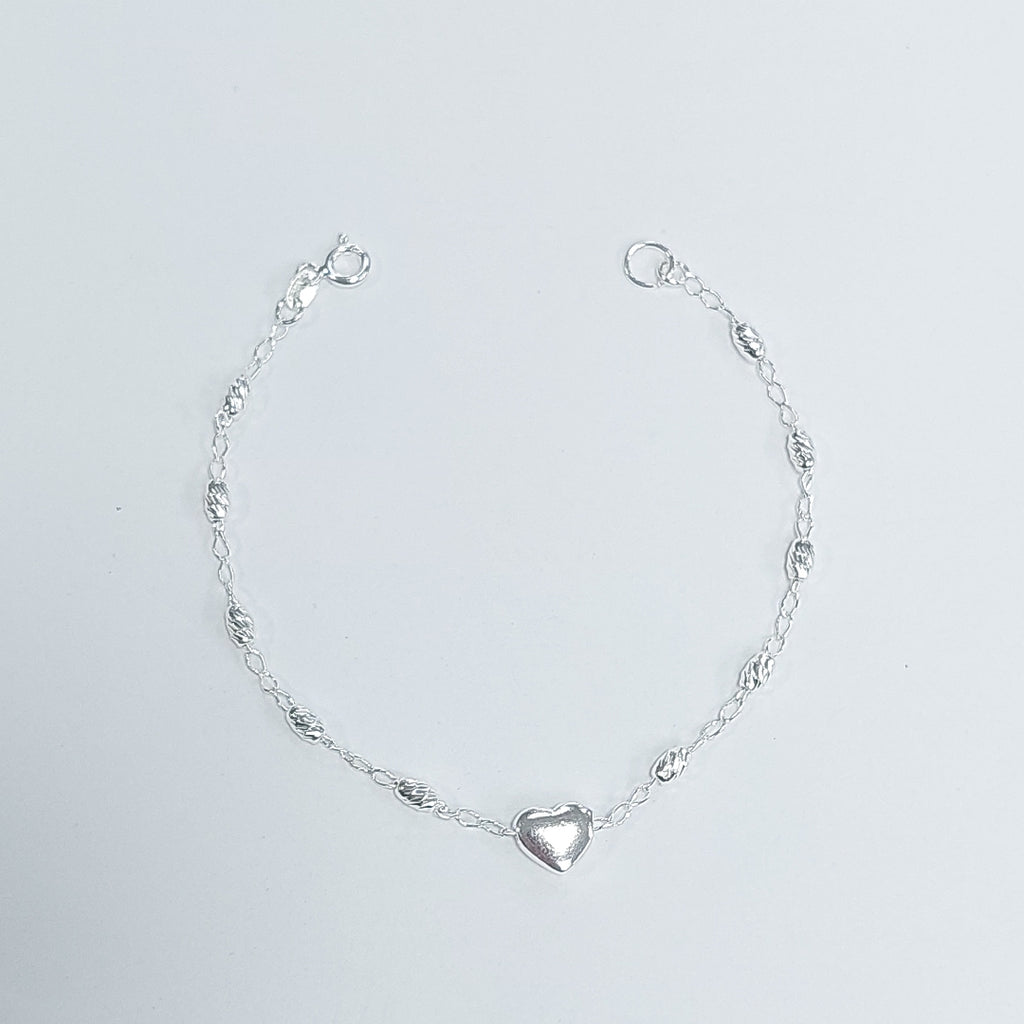 PULSERA TEJIDO CORAZON PLATA .925 18 CM 3.4 GR (NUEVO)