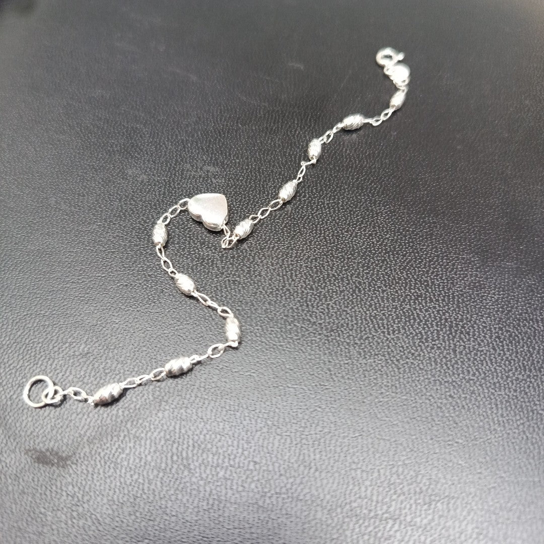 PULSERA TEJIDO CORAZON PLATA .925 18 CM 3.3 GR (NUEVO)