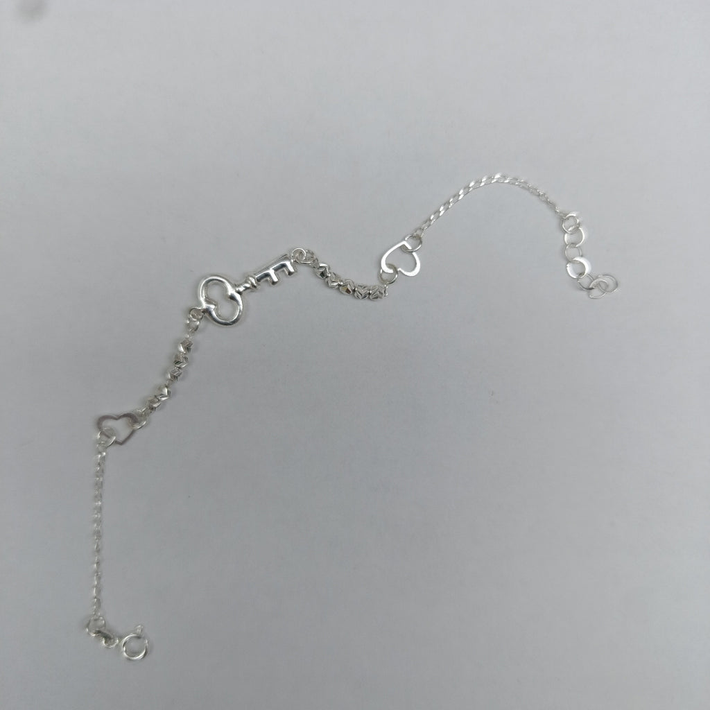 PULSERA TEJIDO LLAVE PLATA .925 18 CM 2.4 GR (NUEVO)