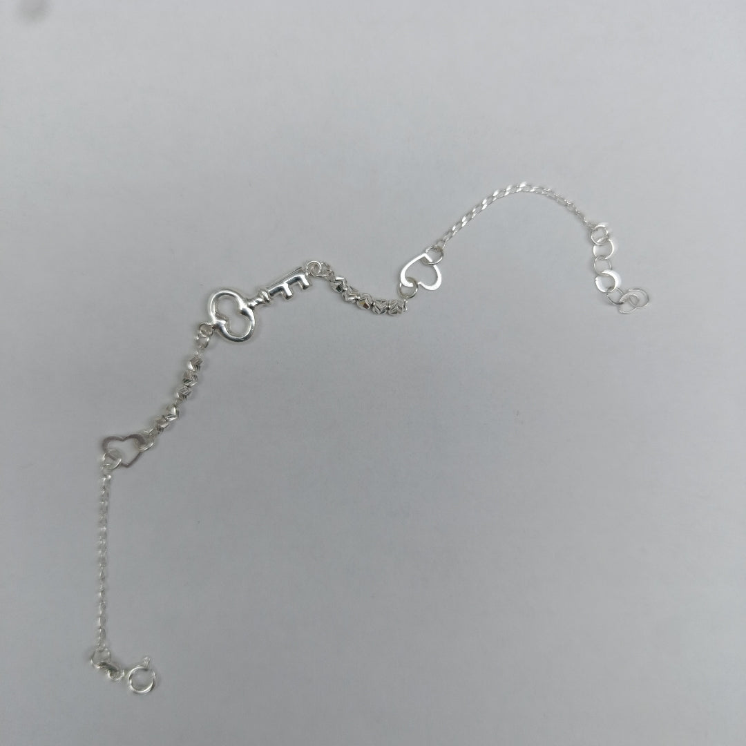 PULSERA TEJIDO LLAVE PLATA .925 18 CM 2.4 GR (NUEVO)