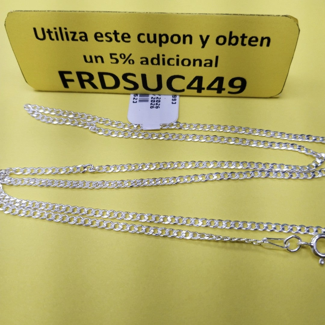 CADENA TEJIDO BARBADO PLATA .925 60 CM 5.7 GR (NUEVO)