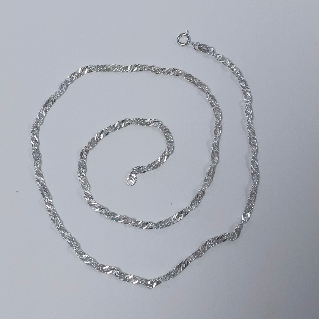 CADENA TEJIDO MEDIO TORZAL PLATA .925 55 CM 6.5 GR (NUEVO)