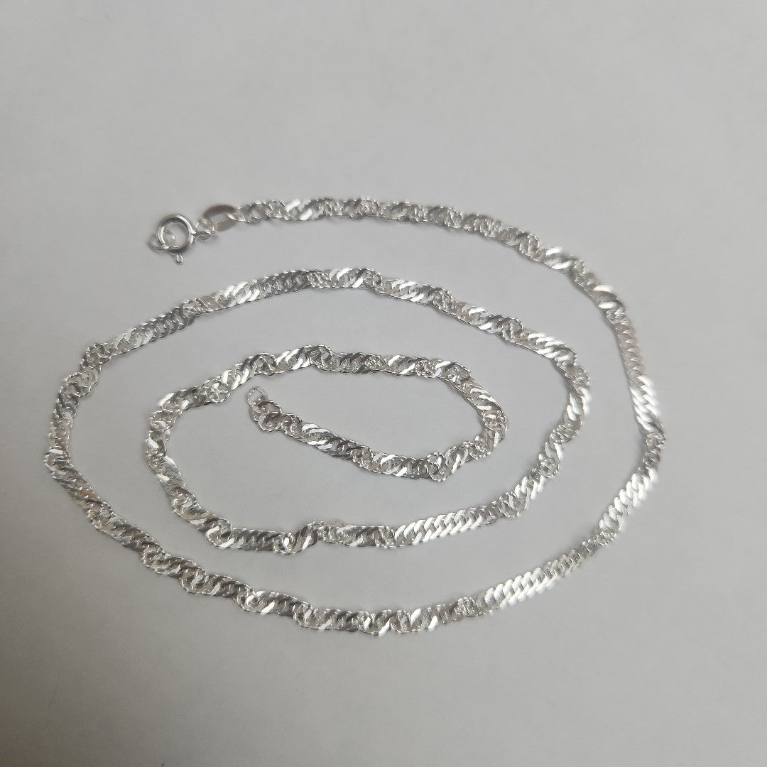 CADENA TEJIDO MEDIO TORZAL PLATA .925 55 CM 6.4 GR (NUEVO)
